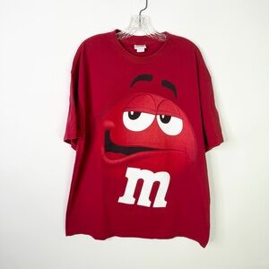 Vintage Y2K Red M&M T Shirt XL Red Promo Candy Graphic Tee Men’s Snack
